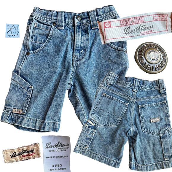 Levi Strauss Carpenter Denim Shorts Kids Sz 4T - Picture 1 of 5